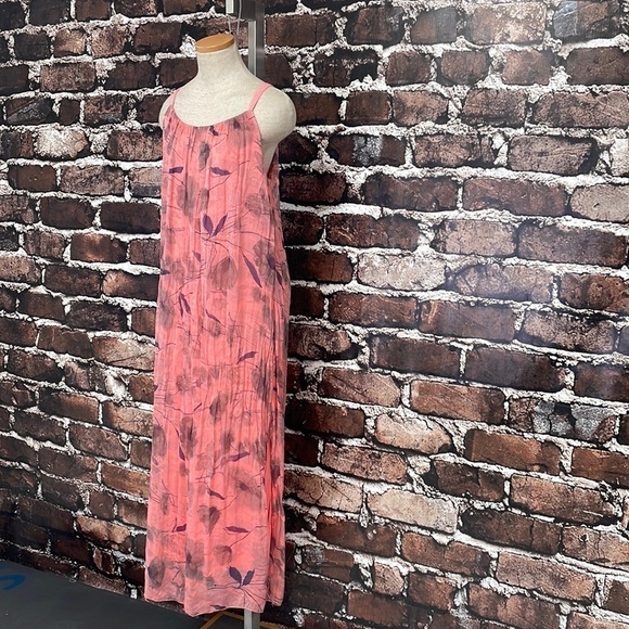 ALOHA Hawaiian Dress Sleeveless Slip Floral Pink Purple Silk Italy Medium Hawaii - Picture 5 of 14